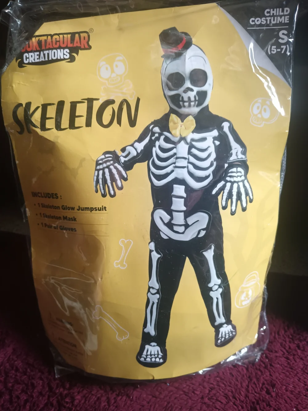 Skeleton Glow 4pc Jumpsuit-Kids Unisex Costume